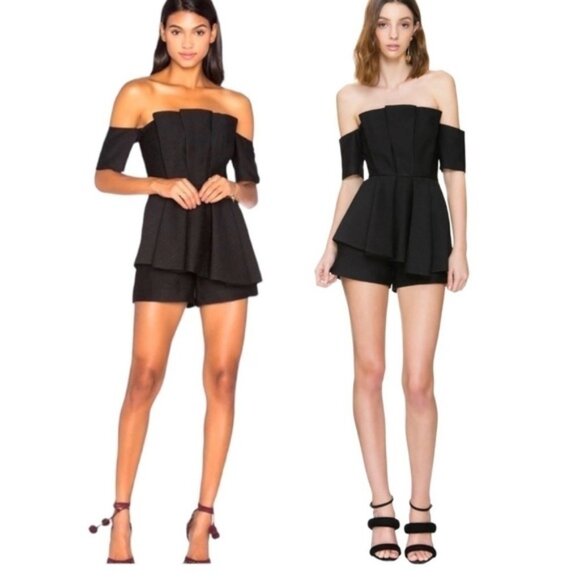 C/MEO Collective 'Need Nobody Romper' off shoulder peplum bnwt - Picture 1 of 12